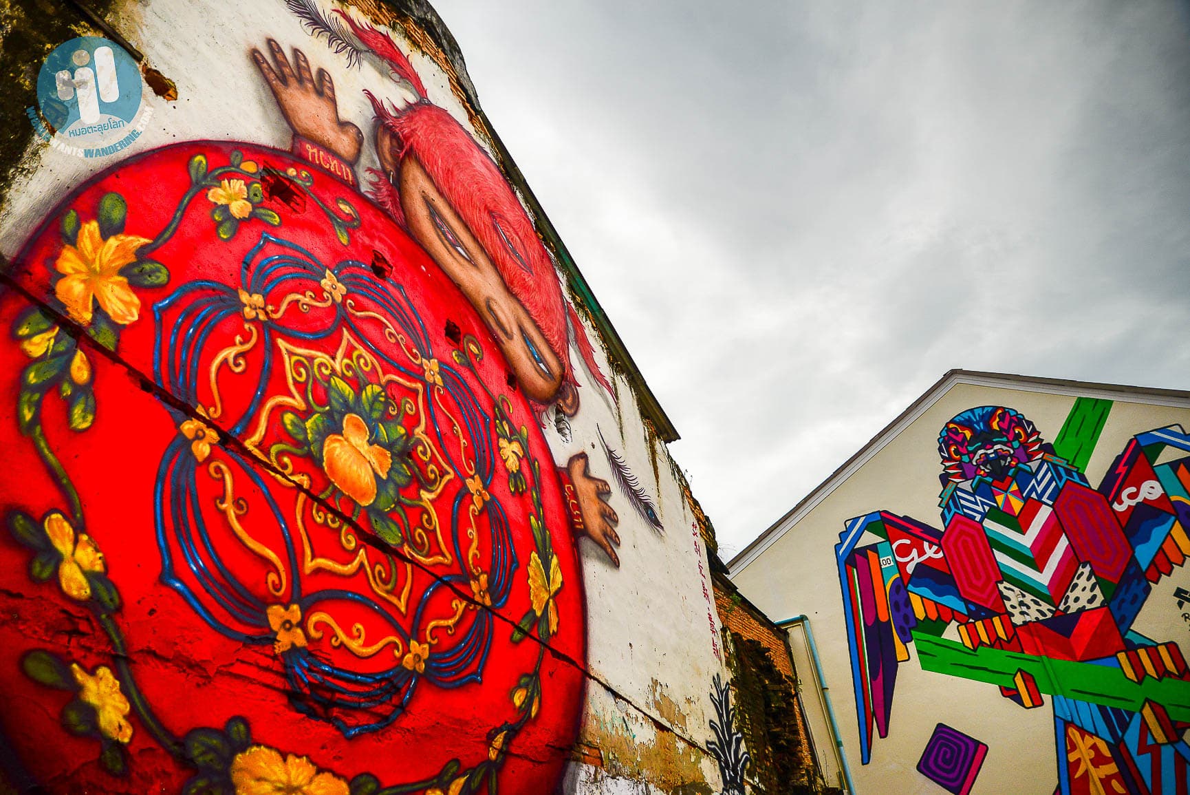 Phuket street art mural of red turtle cake